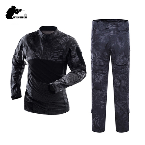 Combinaisons tactiques de Camouflage pour hommes, ensemble d'entraînement pour hommes, à manches longues en coton, marque grenouille de Combat respirante, 3XL BY112B ► Photo 1/1