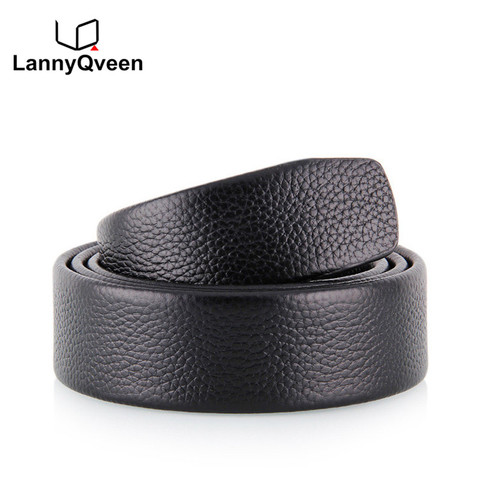 LannyQveen – ceinture en cuir pleine fleur pour homme, accessoire automatique sans boucle, couleur noire ► Photo 1/3