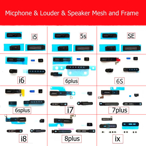 Maille et cadre Anti-poussière pour iPhone 5 Se 6S 7 8Plus X XS XR 11 Pro Max, haut-parleur et Microphone, pièces de réparation ► Photo 1/6