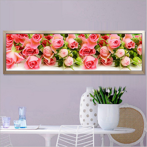 170X50CM complet rond diamant peinture point de croix kit rose fleurs photos pour diamant broderie bricolage diamant mosaïque fleurs ► Photo 1/6