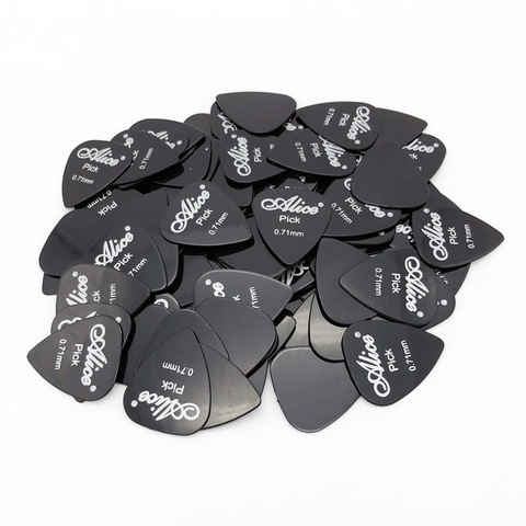 Pique de guitare en plastique Alice, 100 pièces, médiateur couleur noir 0.58 0.71 0.81 0.96 1.20mm d'épaisseur ► Photo 1/3