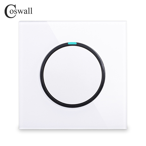 Coswall – interrupteur mural à voyant LED, 1 bouton, 1 voie, bouton marche/arrêt aléatoire, panneau en verre cristal, blanc, noir, gris, or, série R11 ► Photo 1/6