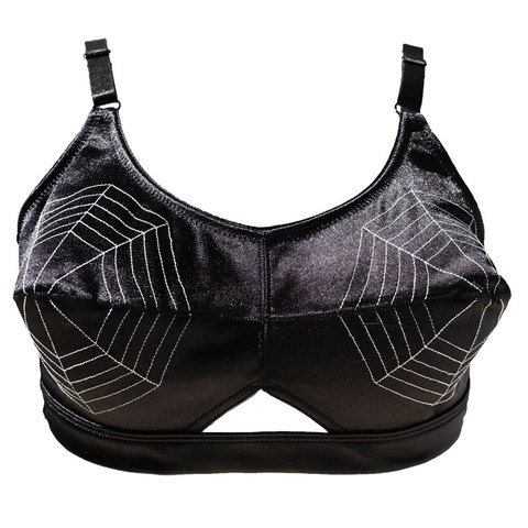 Vintage Noir Araignée Motif Sexy Balle Soutien-Gorge pour les Femmes/Femme/Dame, rétro Cône Soutien-Gorge Lingerie Sous-Vêtements BR2022 ► Photo 1/6