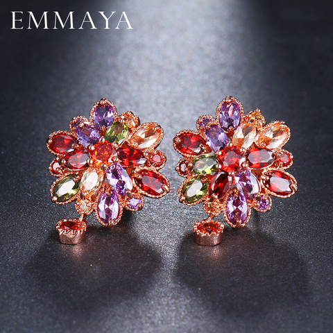 EMMAYA – boucles d'oreilles de luxe en Zircon pour femmes, AAA Marquise, en forme de fleur brillante, cadeaux d'anniversaire ► Photo 1/6