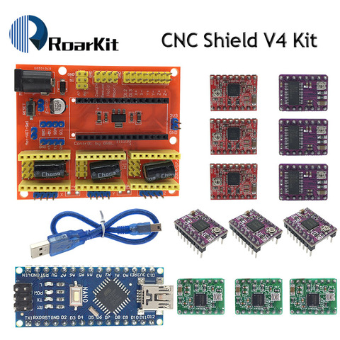 Nouvelle Machine de gravure de bouclier V4 de CNC + imprimante NANO 3.0/3D/A4988/DRV8825/AT2100 carte d'extension de pilote pour kit de bricolage Arduino ► Photo 1/6