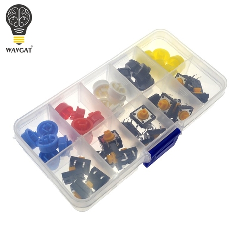 Bouton-poussoir Tactile momentané, 25 pièces, 12x12x7.3MM, Micro interrupteur + 25 pièces, 5 couleurs ► Photo 1/6