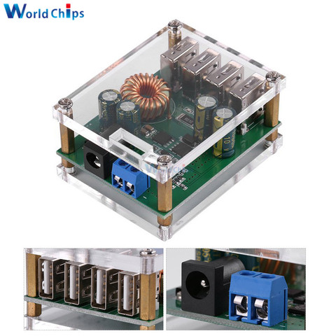 DC DC 9 V 12 V 24 V 36 V 48 V 7-60 V à 5 V régulateur de tension Buck convertisseur 5A volts transformateur Module d'alimentation 4 USB avec étui ► Photo 1/6