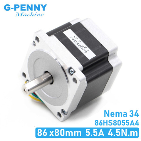 Moteur pas à pas NEMA 34, CNC, 86x80mm, 4,5n. m, 5,5a D = 14mm, L = 80mm, 640oz-in pour machine à graver, imprimante 3D, CNC! ► Photo 1/6