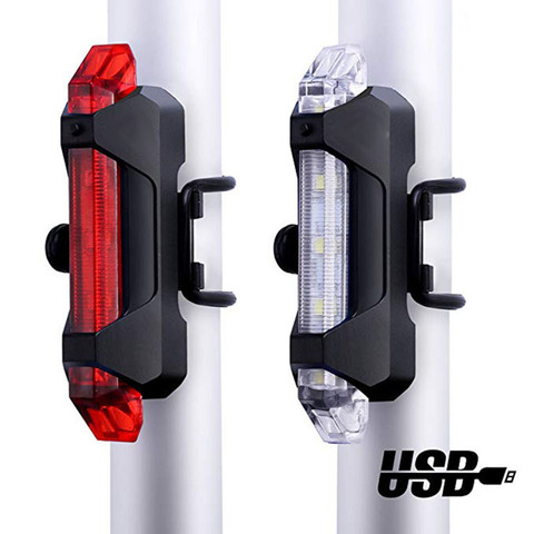 Feu arrière de vélo Portable Rechargeable USB 5 couleurs, voyant d'avertissement de sécurité, feu arrière de cyclisme Super lumineux ► Photo 1/6