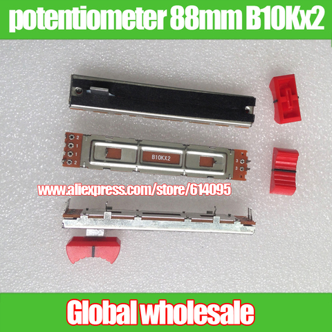 Potentiomètre à 2 canaux stéréo B10Kx2, longueur de la poignée 8mm/609G, mélangeur fader, 88mm, 5 pièces ► Photo 1/1