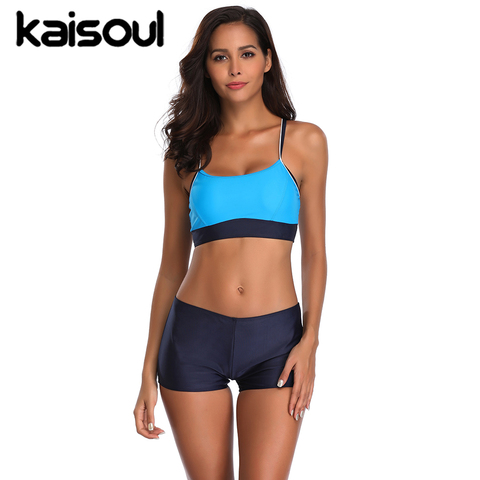 Maillot de bain deux pièces bleu Sport pour les femmes, culotte supérieure, culotte culotte, pour la plage, pour les femmes, nouvelle collection, été, 2022 ► Photo 1/6