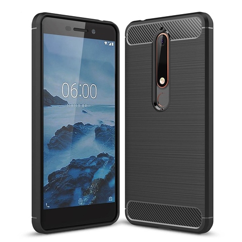 Coque souple de luxe en carbone pour Nokia, compatible modèles 6.1, 2022, 6, 2022, TA-1068, TA-1050 ► Photo 1/1