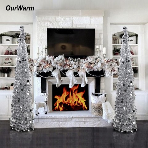 OurWarm – décoration de sapin de noël à paillettes, 150cm, guirlandes artificielles, nouvel an ► Photo 1/6