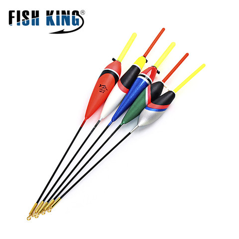 FISH KING – lot de 5 flotteurs de pêche, taille mixte, 1g-5g, en sapin, avec bâton lumineux, matériel de pêche ► Photo 1/6