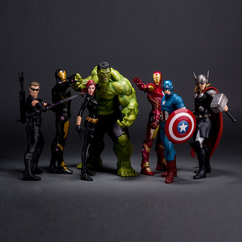 Jouets fous Marvel Avengers 2 Iron Man noir veuve Hawkeye capitaine amérique Thor Hulk PVC figurine jouet 20-25cm ► Photo 1/6