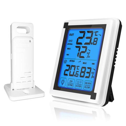 Thermomètre numérique LCD tactile Vertical sans fil, Station météo avec alertes de température intérieures et extérieures intelligentes ► Photo 1/6