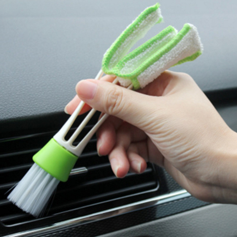 Brosse de nettoyage de fentes d'air | Brosse de nettoyage de voiture à Double extrémité de voiture, brosse de dépoussiérage, stores de nettoyage de clavier, nettoyeur de maison ► Photo 1/6