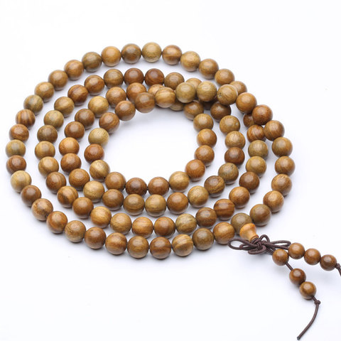 Bracelets Malas de prière en bois de santal vert naturel, perles en bois, 108, Bracelet bouddhiste tibétain ► Photo 1/6