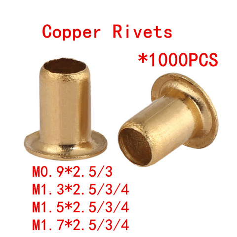 Kit de Rivets tubulaires mixtes en cuivre M0.9 M1.3 M1.5 M1.7, clous PCB à Circuit imprimé Double face, 1000 pièces, GB876 ► Photo 1/4