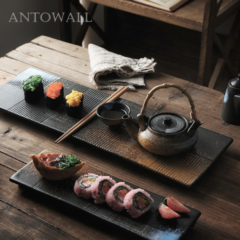 ANTOWALL – plat rectangulaire pour sushi, assiette sashimi, plat froid, plat japonais en céramique, assiette vintage pour restaurant ► Photo 1/4