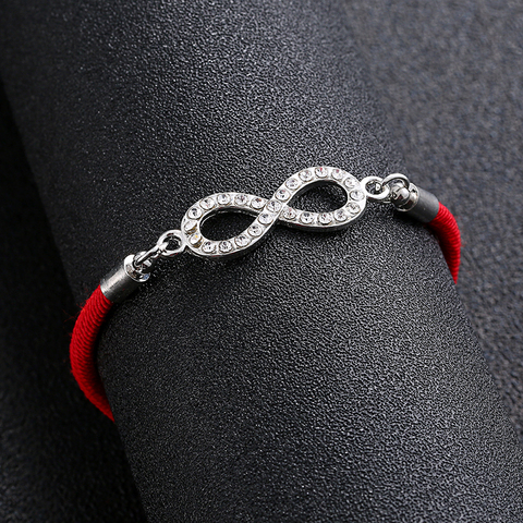 Bracelet alphanumérique 8 Chakra à tissage infini pour femme, bijoux, amoureux porte-bonheur, corde rouge, fil, rose ► Photo 1/6