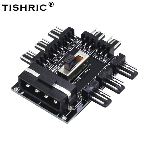 TISHRIC PC 1 à 8 Broches Molex Refroidisseur Ventilateur De Refroidissement Hub Splitter Câble PWM 3Pin Alimentation Vitesse Contrôleur Adaptateur Pour PC l'exploitation minière ► Photo 1/6