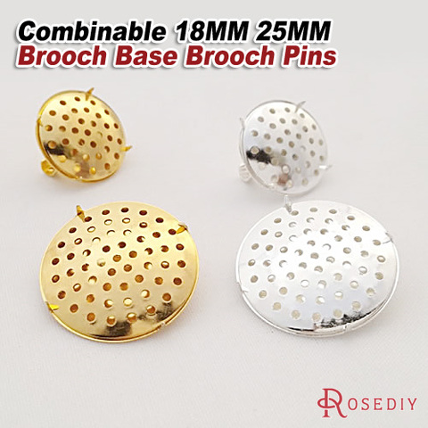 (29419) 5 ensembles 18mm 25mm 30mm Laiton Cumulable Ronde Broche Base Broche Pins Paramètres Bijoux Accessoires Résultats En Gros ► Photo 1/6