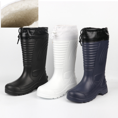 EXCARGO chaussures hommes hiver longues bottes de neige imperméables en caoutchouc Rianboots Plus velours chaud EVA bottes de pluie chaussures antidérapantes légères ► Photo 1/6