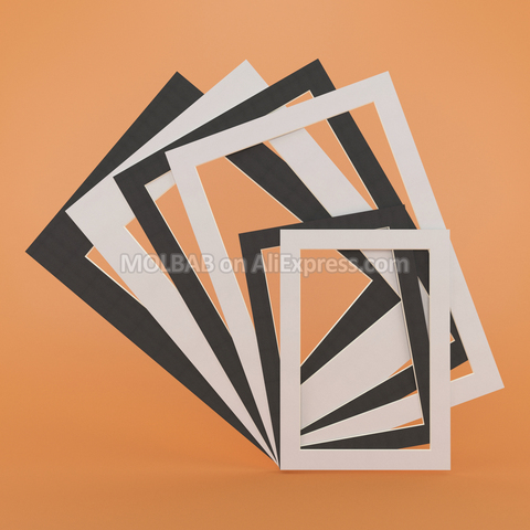 Tapis Photo Rectangle blanc/noir A3/A4/A5, 12 pièces/lot, supports en carton, Surface texturée pour cadres Photo, décor de fente ► Photo 1/6