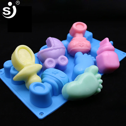 SJ Silicone moules cheville Anime ours forme Silicone savon moule 6 cavité pas bâton bricolage artisanat savon à la main moules ► Photo 1/6