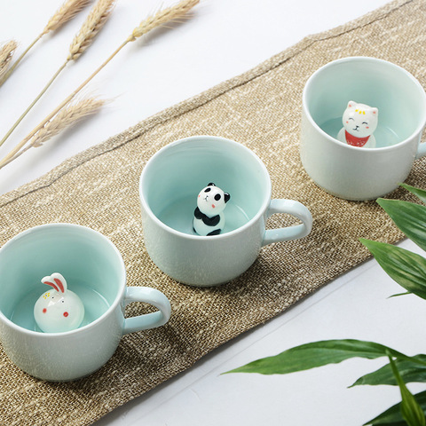 Nouvelle arrivée créatif dessin animé tasses en céramique mignon Animal café lait thé tasse 220ml nouveauté anniversaire cadeaux tasses ► Photo 1/6