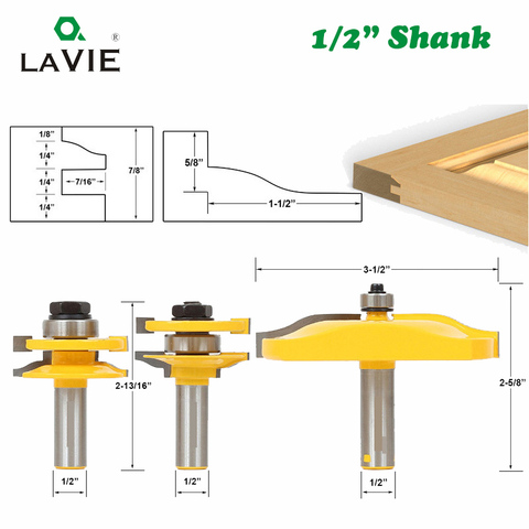 LAVIE-ensemble de mèches de fraisage Tenon, ensemble de mèches de fraisage, tige 12mm 1/2, outils de coupe pour menuiserie de 3 pièces/ensemble 03016 ► Photo 1/5