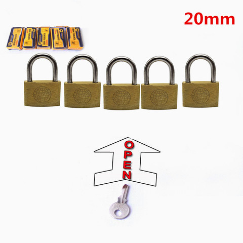 Livraison gratuite 5 PC 20mm cadenas ouverts par les mêmes clés serrures en cuivre cadenas pour tiroir fixation rétractable et mécanisme d'attache de sécurité matériel de boîte ► Photo 1/4