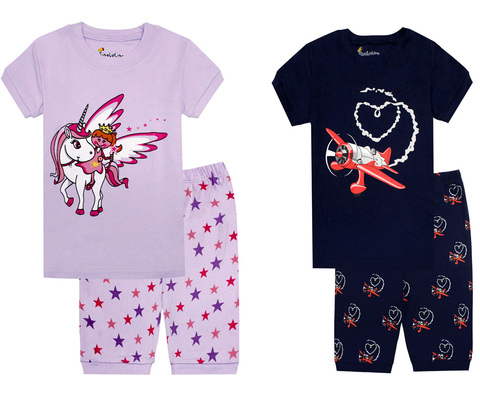 Tinolling-pyjama d'été en coton, manches courtes, licorne, pyjama pour garçons et filles, pour enfants de 1-8 ans ► Photo 1/6