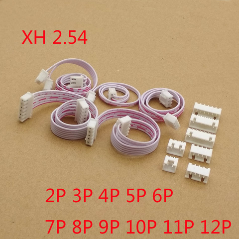 Lot de 10 câbles ruban XH rouge et blanc de 20cm, connecteur XH double tête avec la même direction XH2.54 2P 3P 4P 5P 6P 7P 8P 9P 10P 11P 12P ► Photo 1/3