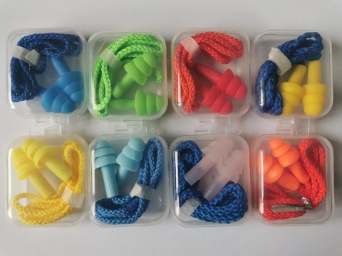 Bouchons d'oreilles confortables en silicone, 4 pièces emballées par boîte, protection contre le bruit, réduction du bruit, avec cordes en coton ► Photo 1/6