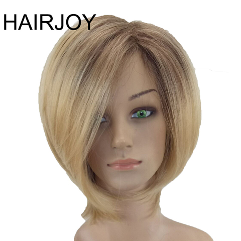 HAIRJOY femmes perruque de cheveux synthétiques Blonde Ombre courte perruques droites 3 couleurs disponibles livraison gratuite ► Photo 1/6