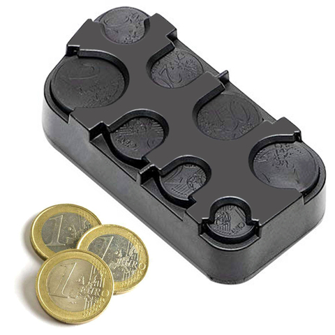 EAFC – caisse de rangement pour pièces de monnaie en voiture, conteneur de rangement pour pièces de monnaie Euro, rouleaux de rangement en plastique, tableau de bord télescopique de poche ► Photo 1/5