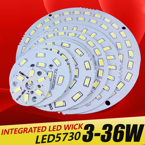 Carte de Transformation de pcb intégrée, 3 pièces, Source de lumière blanche/blanche chaude pour ampoule led, SMD5730 3w 7w 14w 12w 18w 24w 36w, LED ► Photo 1/2