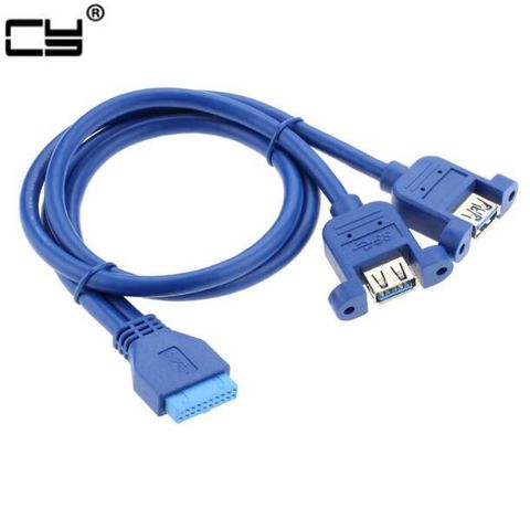 Câble d'extension Double Port USB 3.0 femelle, Type de panneau à visser à la carte mère 20 broches, 30cm 50cm 80cm 0.3m 0.5m 0.8m ► Photo 1/5