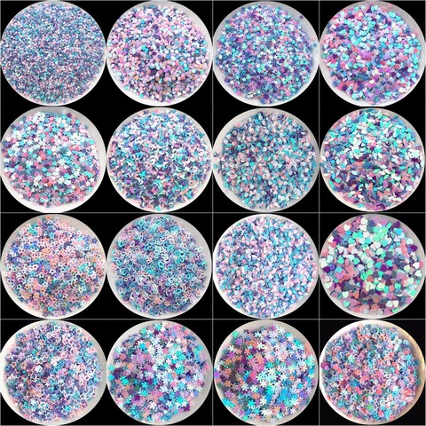 Mélange de Paillettes blanches, bleues, roses et violettes, confettis de décoration pour Nail Art et mariage, 20g ► Photo 1/6