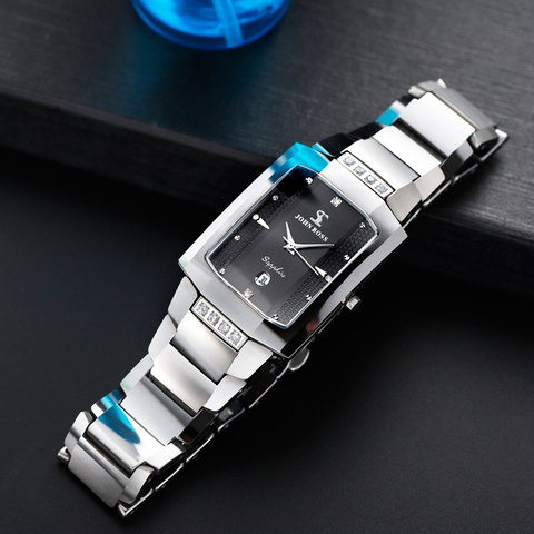 Montre de Couple rectangulaire en acier tungstène pour hommes, classique, diamant, verre saphir, anti-rayures, mouvement suisse, nouvelle mode ► Photo 1/6