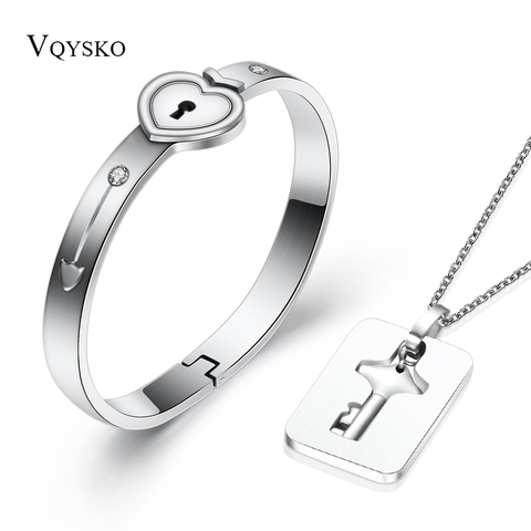 Ensemble de bijoux en acier inoxydable pour Couple, tendance, pour amoureux, bracelet en forme de cœur, pendentif, collier pour Couples ► Photo 1/6