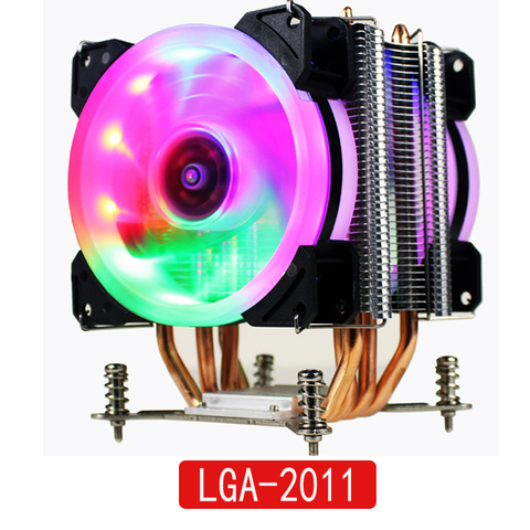 LANSHUO HOT-CPU Silencieux Ventilateur Cooler pour Intel X79 LGA2011 processeur 4 chaleur tuyaux De Refroidissement CPU Radiateur 2 Ventilateur ► Photo 1/6