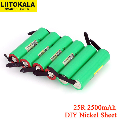 6 pièces/lot Liitokala nouveau Original 18650 2500mAh batterie INR1865025R 3.6V décharge 20A dédié batterie + bricolage Nickel feuille ► Photo 1/6