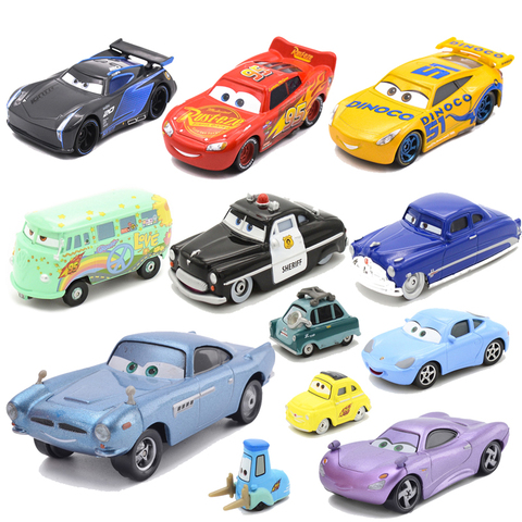 Voitures Pixar Disney 2 et 3 pour garçon, jouet en métal moulé, véhicules Lightning McQueen, DocHudson, Finn, McMissile, cadeau, 1:55 ► Photo 1/6