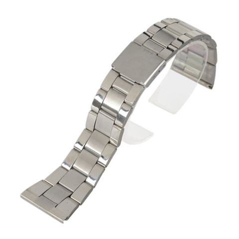 Bracelets à maillons solides en acier inoxydable, 12/16/18/20/22/24mm bracelets de montre, à Double fermoir, pour montre intelligente, pièce de rechange ► Photo 1/4