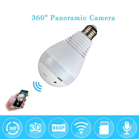 WI-FI 960 p 1080 p Sans Fil IP Caméra Ampoule Lumière FishEye Maison Intelligente CCTV 3D VR Caméra 1.3MP de Sécurité À Domicile wiFi Caméra Panoramique ► Photo 1/1