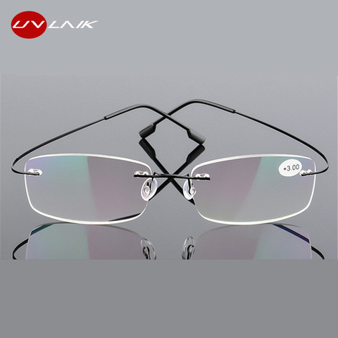 UVLAIK acier inoxydable lunettes de lecture sans monture hommes femmes lunettes de lecture définition Anti Fatigue ultra-léger sans cadre lunettes ► Photo 1/6