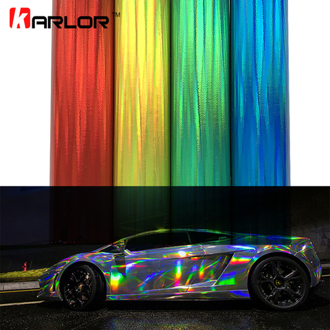 30*100cm Laser placage vinyle holographique Auto voiture Wrap Film arc-en-ciel voiture carrosserie décoration Chrome autocollant feuille décalcomanie voiture-style ► Photo 1/6
